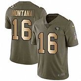 Nike 49ers 16 Joe Montana Olive Gold Salute To Service Limited Jersey Dzhi,baseball caps,new era cap wholesale,wholesale hats